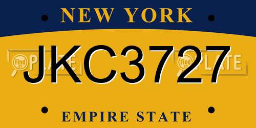 JKC3727 New York License Plate