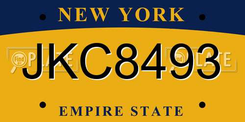 JKC8493 New York License Plate
