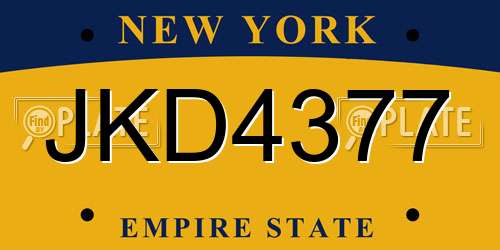 JKD4377 New York License Plate