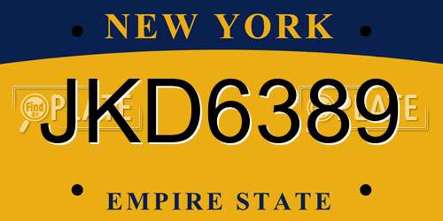 JKD6389 New York License Plate