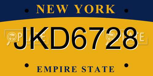 JKD6728 New York License Plate