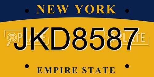 JKD8587 New York License Plate