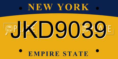 JKD9039 New York License Plate