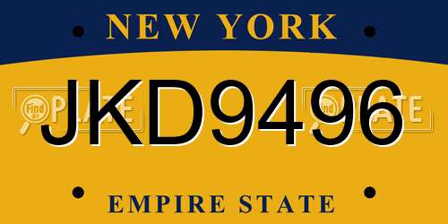 JKD9496 New York License Plate