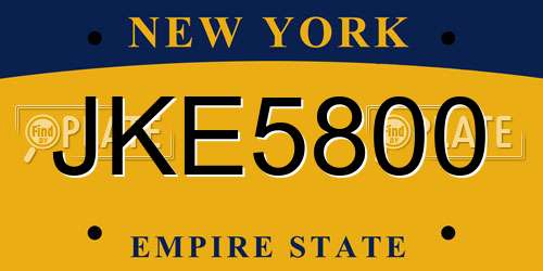JKE5800 New York License Plate
