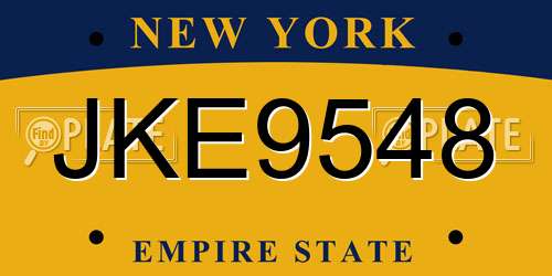 JKE9548 New York License Plate
