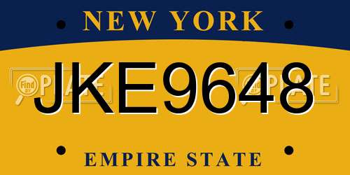 JKE9648 New York License Plate
