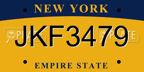 JKF3479 New York License Plate