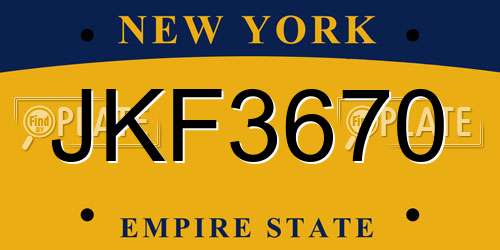 JKF3670 New York License Plate