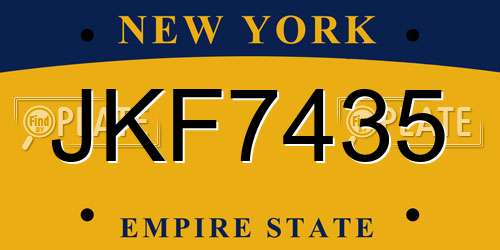 JKF7435 New York License Plate