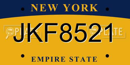 JKF8521 New York License Plate