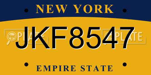 JKF8547 New York License Plate