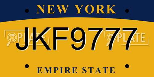 JKF9777 New York License Plate