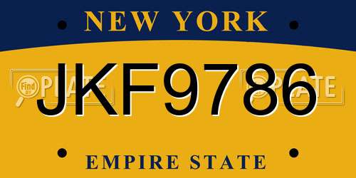 JKF9786 New York License Plate