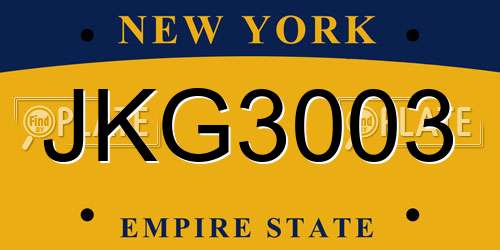 JKG3003 New York License Plate