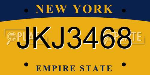JKJ3468 New York License Plate