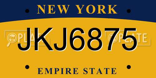 JKJ6875 New York License Plate