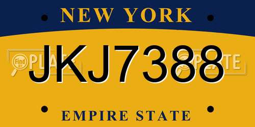 JKJ7388 New York License Plate