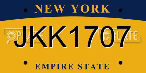 JKK1707 New York License Plate