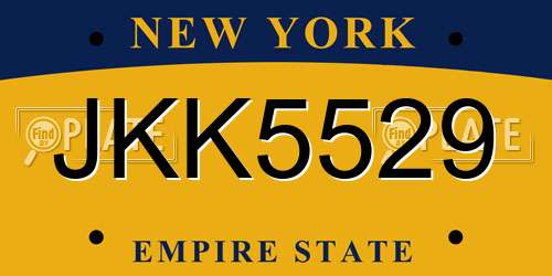 JKK5529 New York License Plate