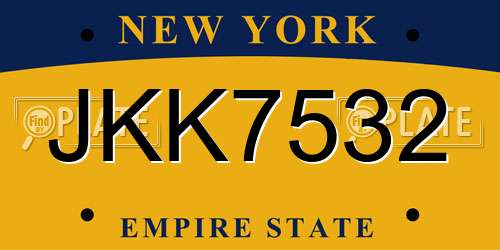 JKK7532 New York License Plate