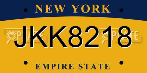 JKK8218 New York License Plate
