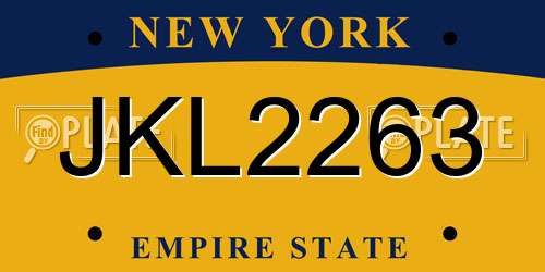 JKL2263 New York License Plate