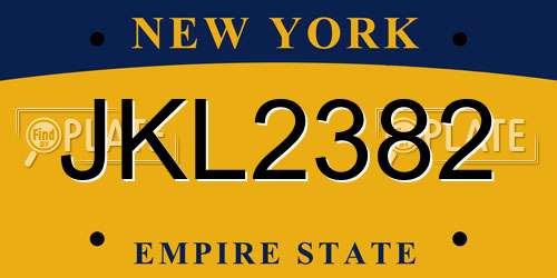 JKL2382 New York License Plate