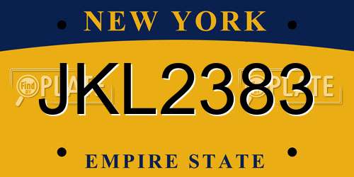 JKL2383 New York License Plate
