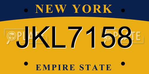 JKL7158 New York License Plate