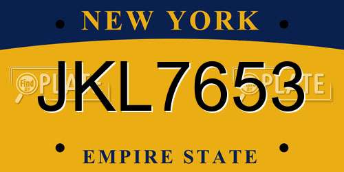 JKL7653 New York License Plate