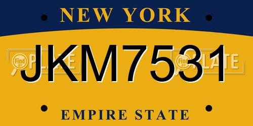 JKM7531 New York License Plate