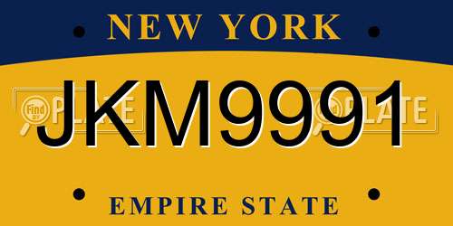 JKM9991 New York License Plate