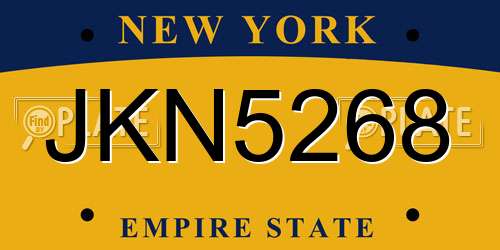 JKN5268 New York License Plate