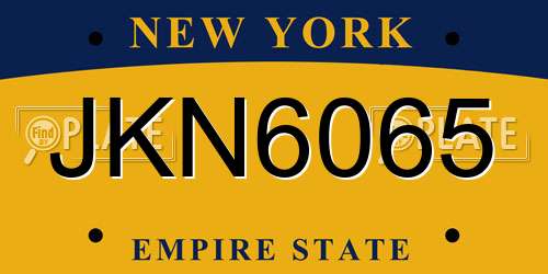 JKN6065 New York License Plate