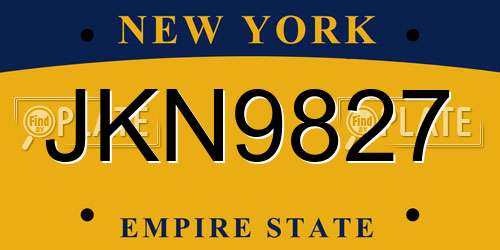 JKN9827 New York License Plate