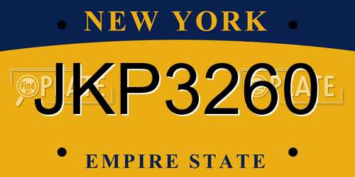 JKP3260 New York License Plate