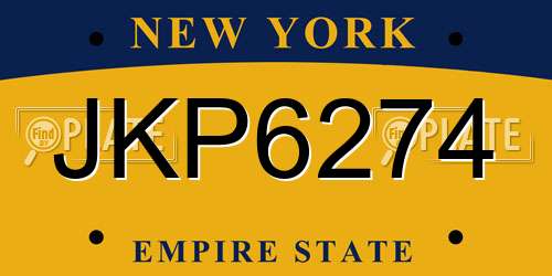 JKP6274 New York License Plate