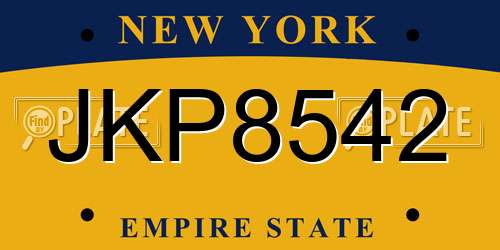 JKP8542 New York License Plate