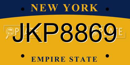 JKP8869 New York License Plate