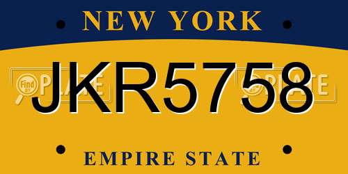 JKR5758 New York License Plate