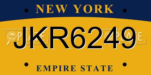 JKR6249 New York License Plate