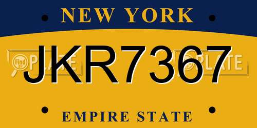 JKR7367 New York License Plate