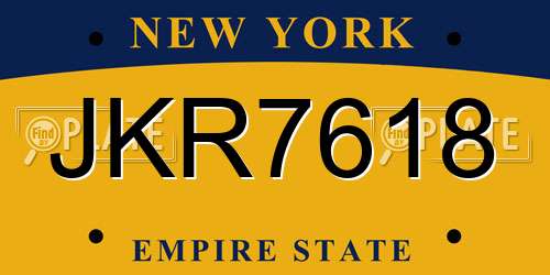 JKR7618 New York License Plate