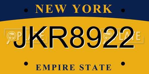 JKR8922 New York License Plate