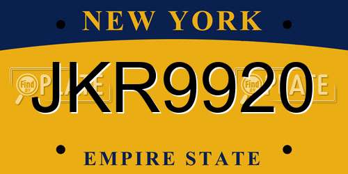 JKR9920 New York License Plate