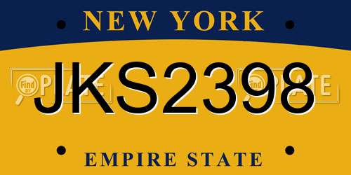 JKS2398 New York License Plate