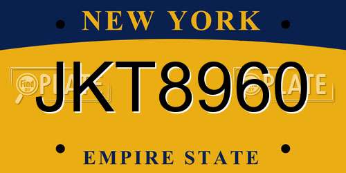 JKT8960 New York License Plate