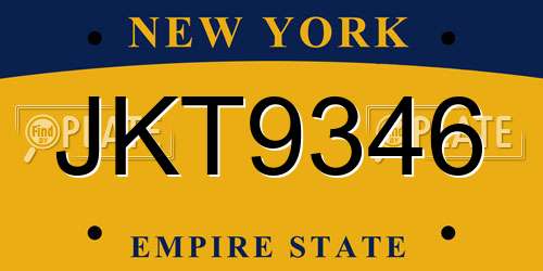 JKT9346 New York License Plate