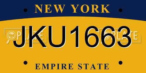JKU1663 New York License Plate